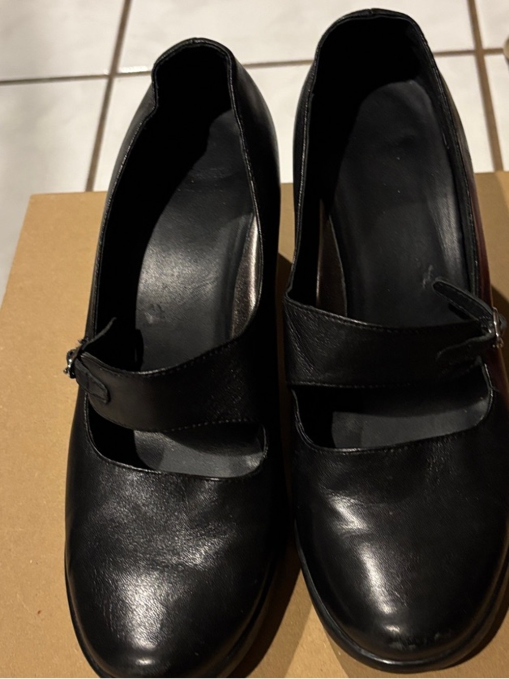 Dansko Black Leather Mary Jane Clog Flats
